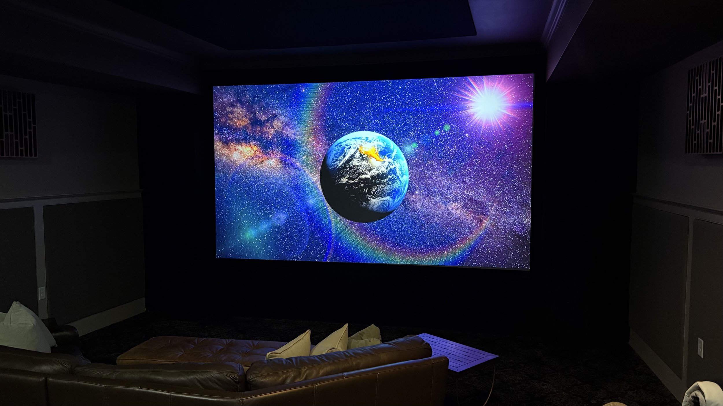 Sony Laser projector on a 160" SI Slate 1.8 screen, Dolby ATMOS theater