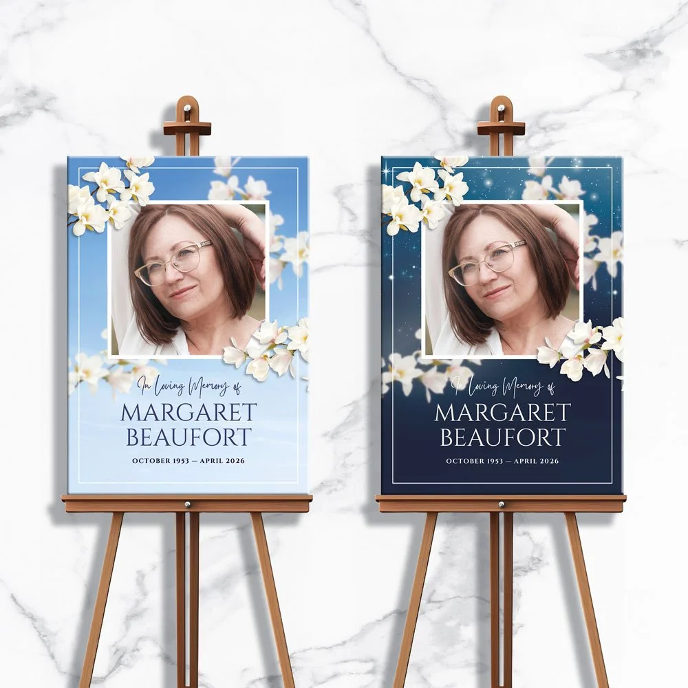 Magnolia Blossom Funeral Welcome Sign