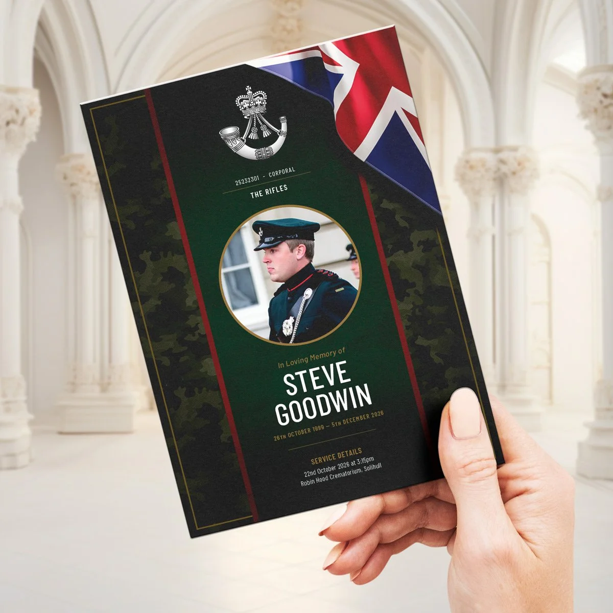 British Army The Rifles Regiment Funeral Order of Service