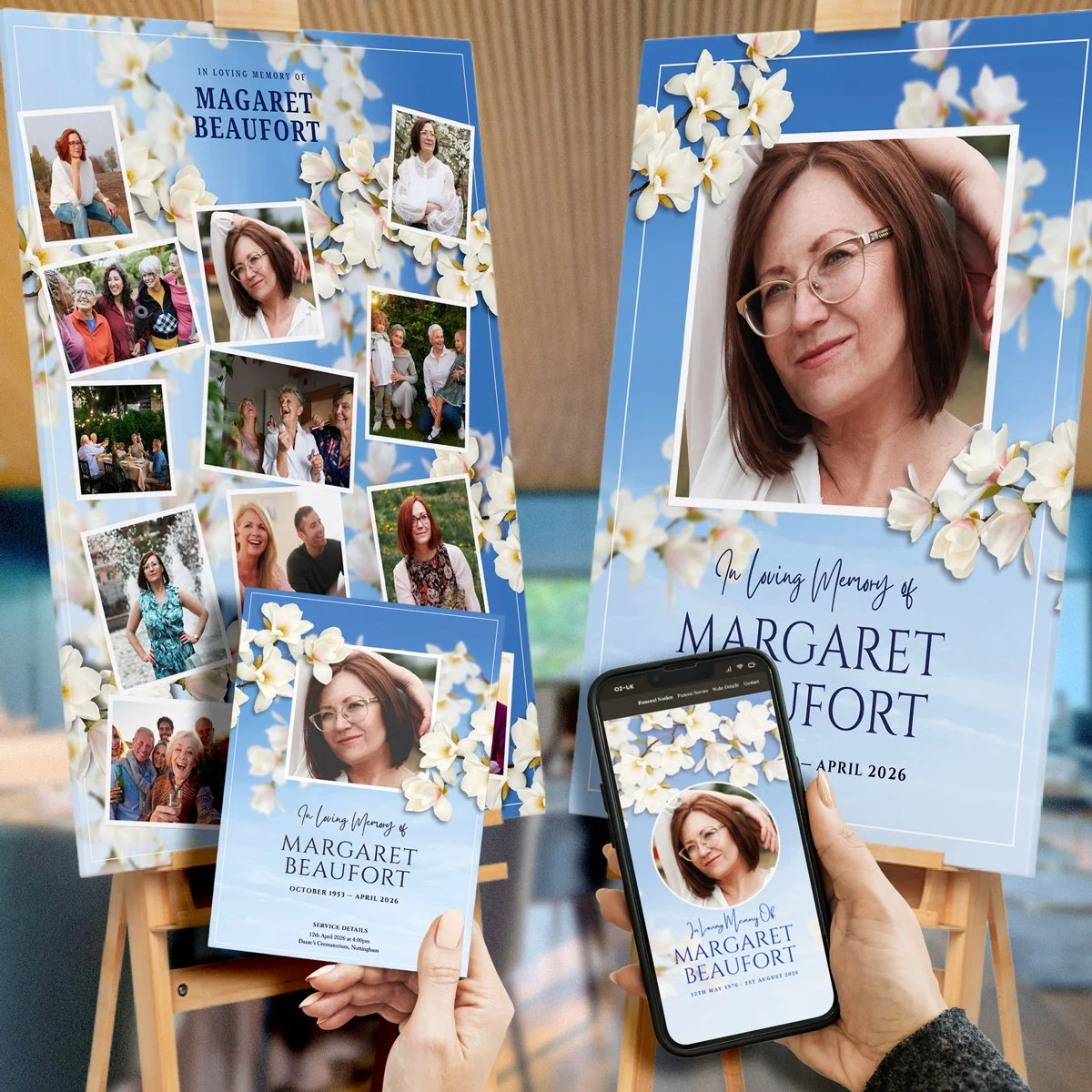 Magnolia Blossom Blue Skies Printed Funeral Stationery Bundle