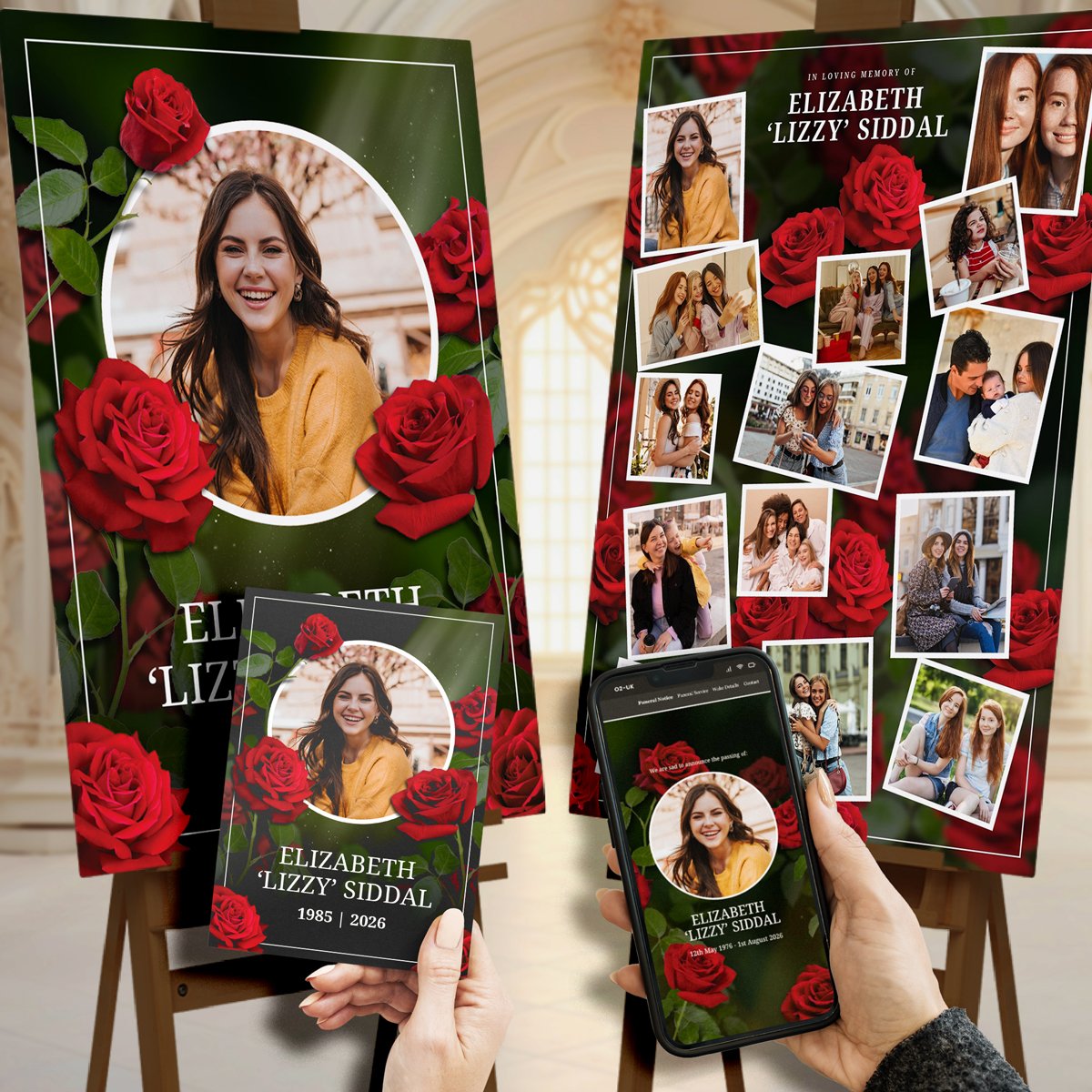 Rose Garden Red Printed Funeral Stationery Bundle