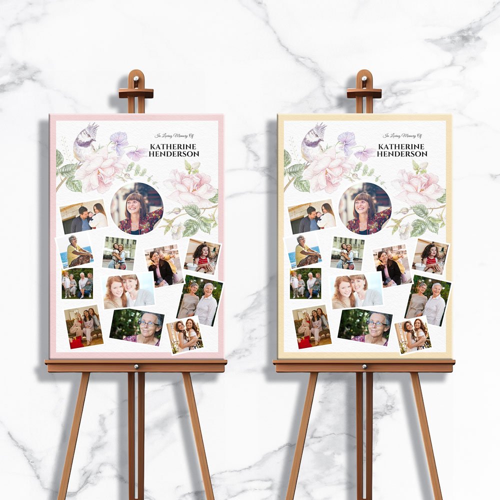 Floral Initials Funeral Memory Board