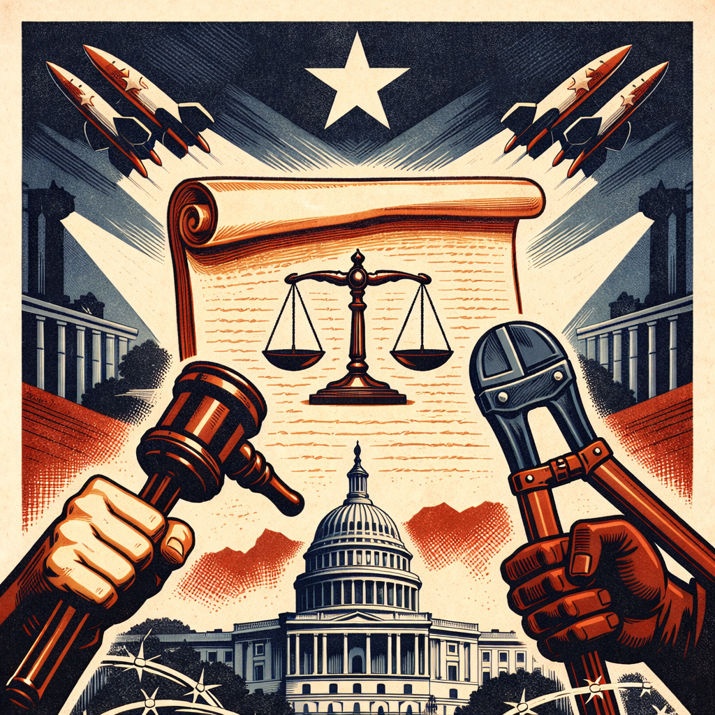 Abstract illustration of a cracked Minnesota state seal with scattered documents, dollar signs, and a broken gavel symbolizing government fraud and failed oversight.