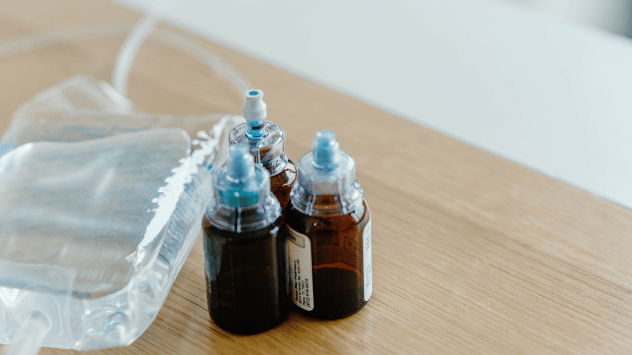 three ampoules and iv bag