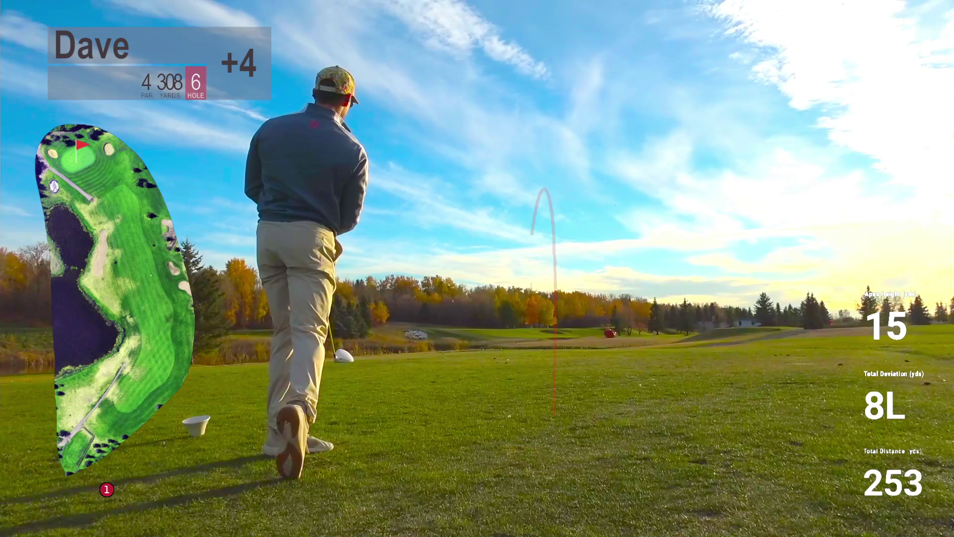 A perfect track due to excellent shot camera placement. Tracer line starts where ball started.