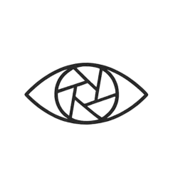 icon of eye with aperture denoting curated collection of photography