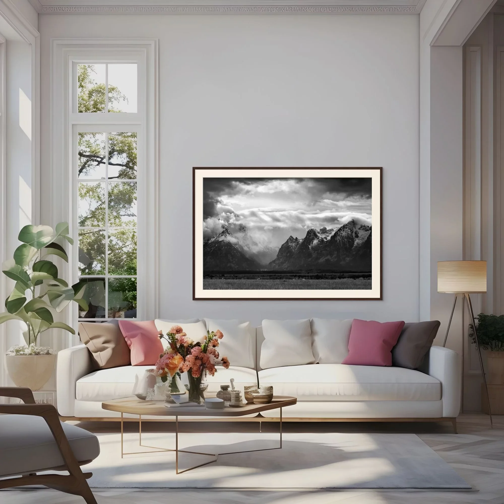 a fine art print of silent vigil in a living room.