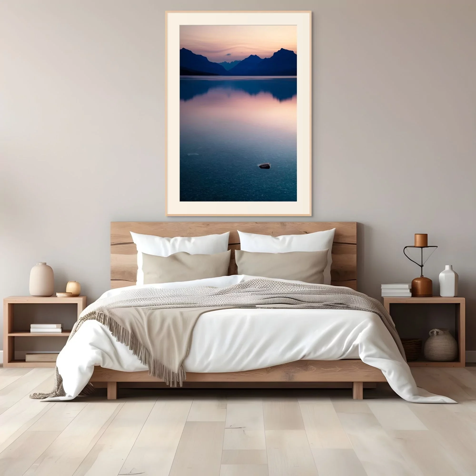 Before First Light | calming wall art print of Lake McDonald before sunrise with blue mountain silhouettes in Glacier National Park.