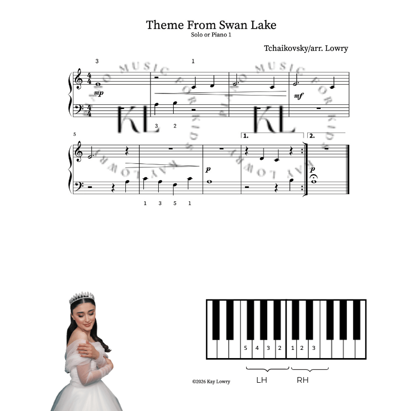 early elementary piano sheet music Swan Lake.png