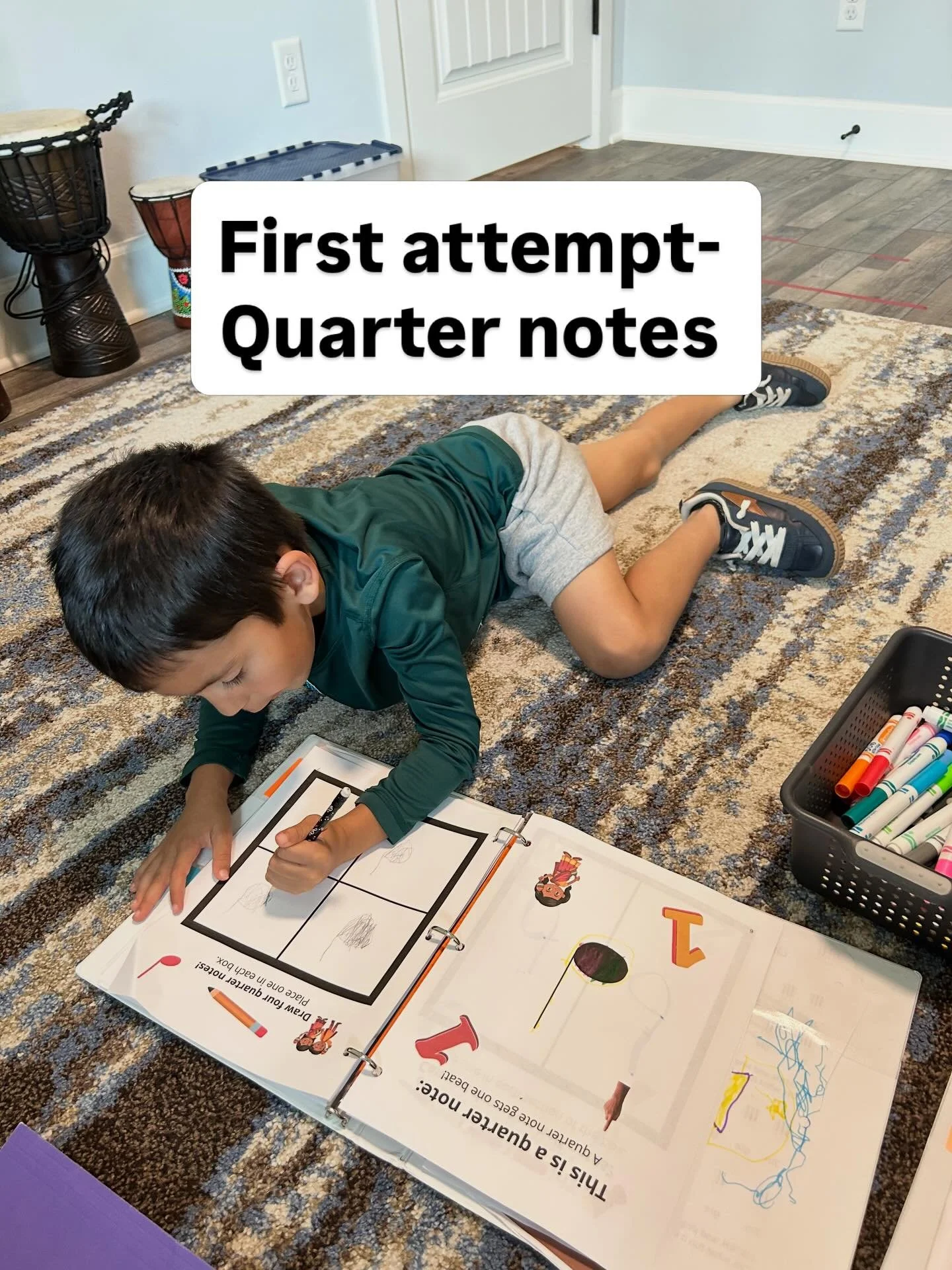 It may take a while- but we will get there!

These two definitely understand quarter notes. They hear them, they play them, they read them. 

Now we are working on WRITING them with the Explore Music worksheets for kids.

are you interested in worksh