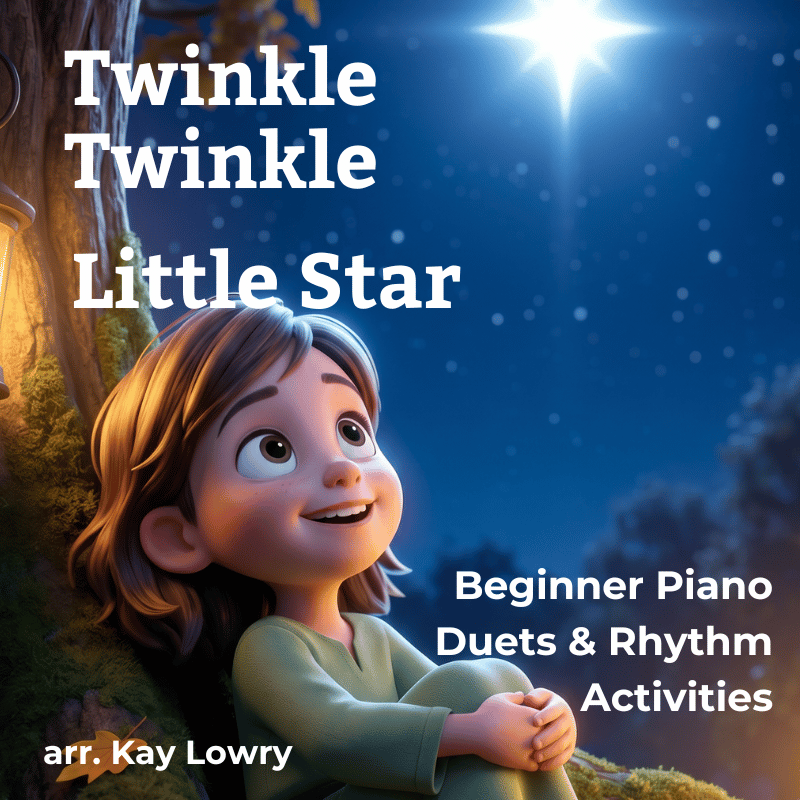 Twinkle, Twinkle Little Star beginner piano duet and beat vs. rhythm activity pack for preschool and early elementary piano students..png