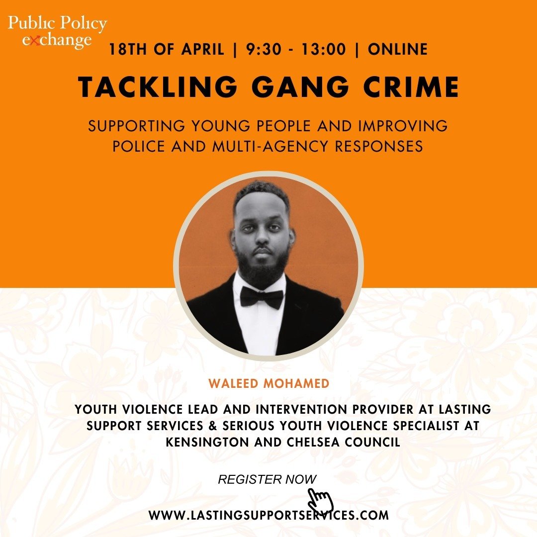 We are pleased to announce that Waleed Mohamed, our expert on youth violence, will be sharing insights at the upcoming Public Policy Exchange webinar on Tackling Gang Crime! 🎤 

Join us on April 18th as Waleed dives into strategies for tackling gang
