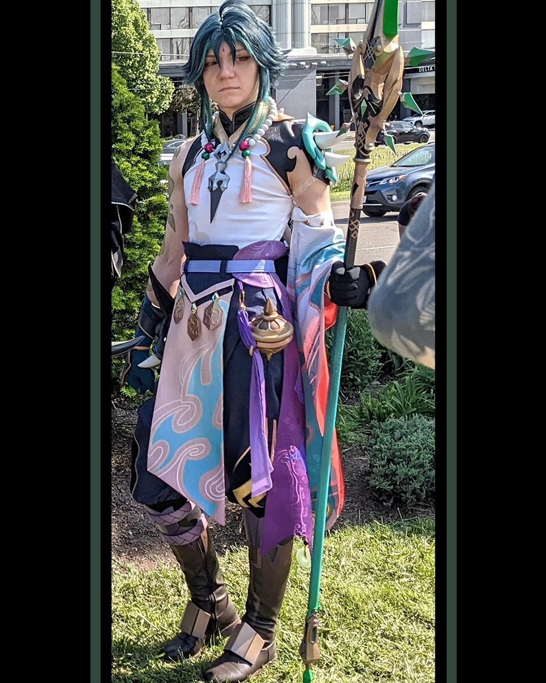 Conquering demons at #animenorth2023 and #animenorth2024 

#GenshinImpact Xiao cosplay created with the talented help of:
&bull;3D print spear model by LevelOneProps 
&bull;3D print accessory models by @thedangerousladies 

&bull;Fabric by @dokidokic