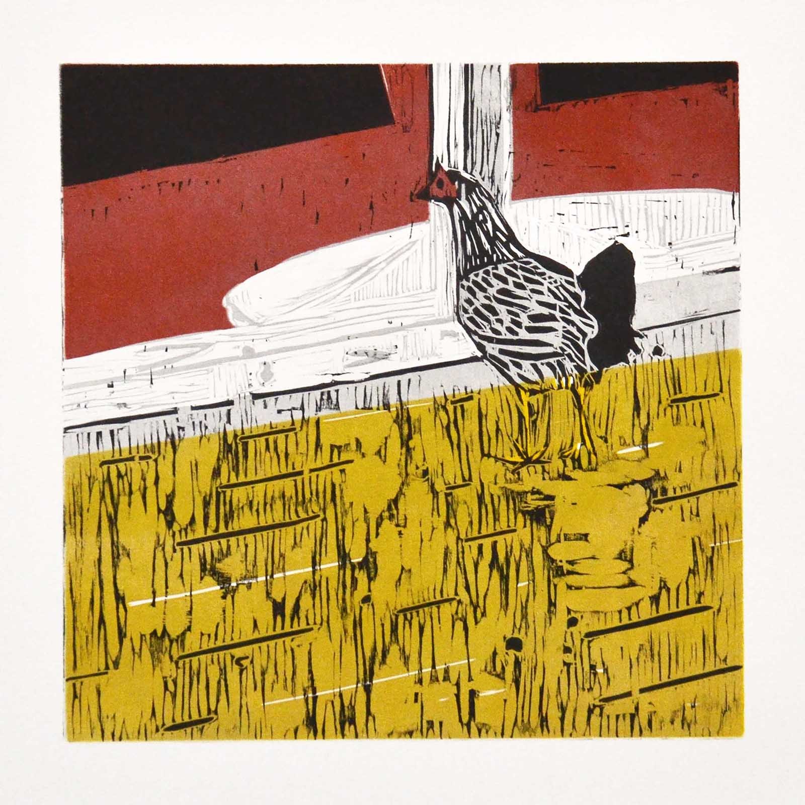 VIEQUES CHICKEN, Woodcut, 12" x 12"