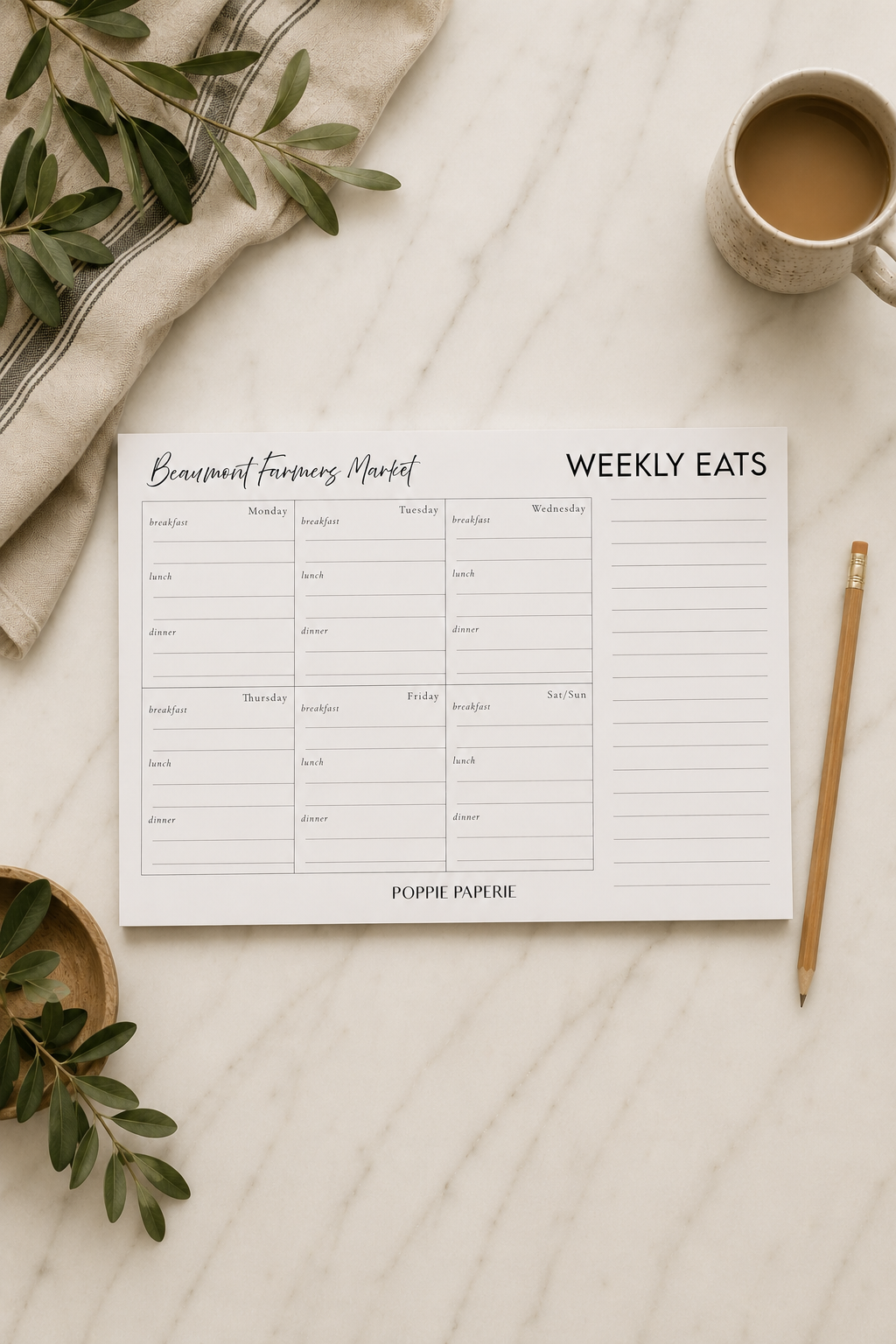 BFM Custom "Weekly Eats" Grocery Pad