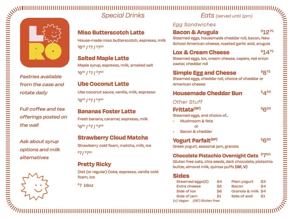 Roro Menu LoRo Coffee