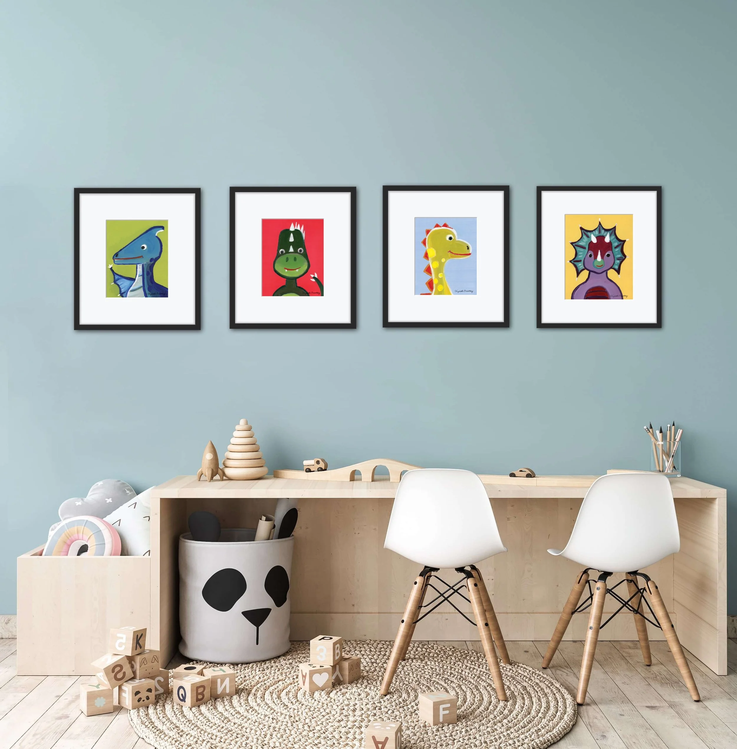 4 Colorful Dinosaur Portraits