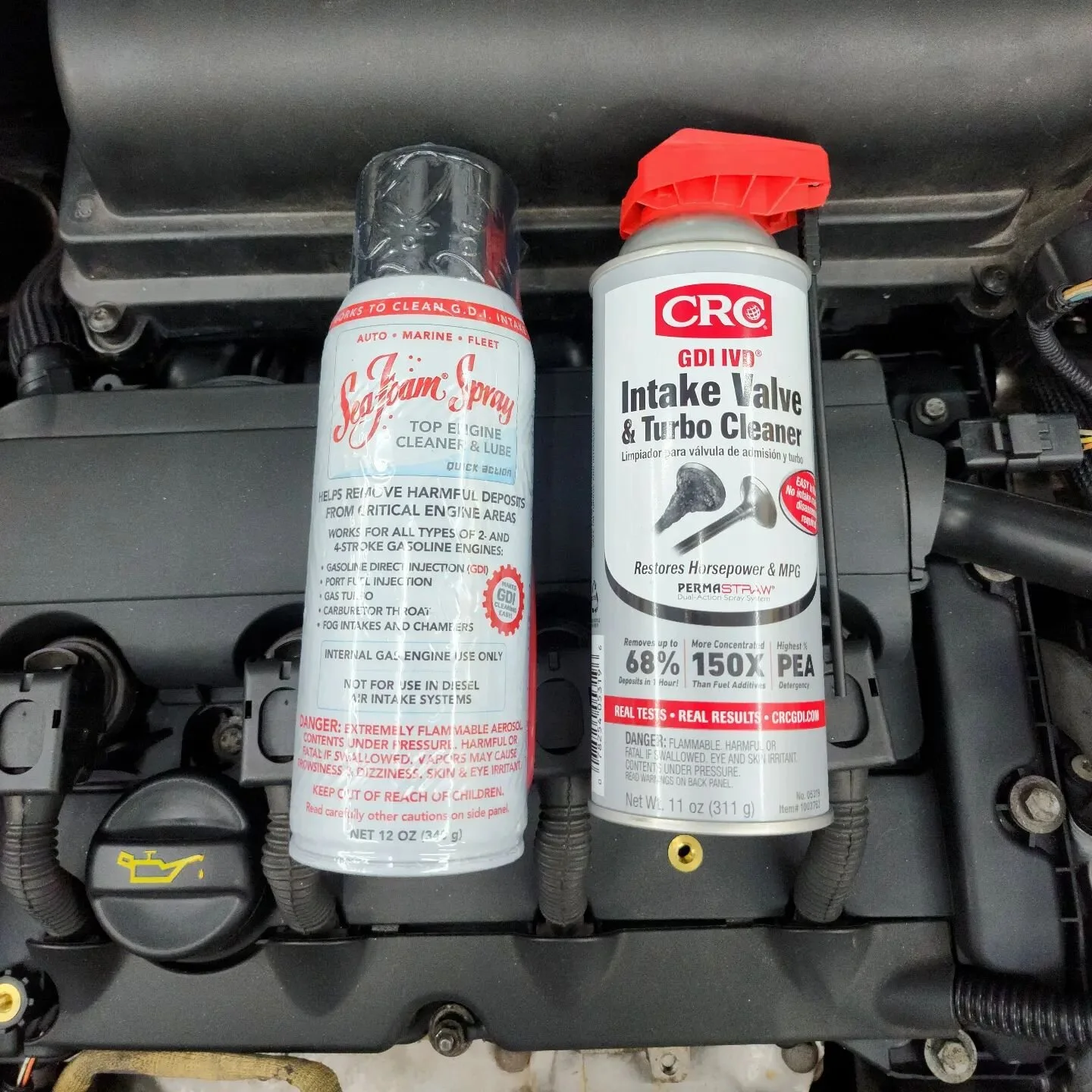 So im going to run a little test with these 2 products. They both claim to clean carbon build up from the backside of valves on direct fuel injected engines.These were both picked up from my local auto parts store. I want to see if they actually do w