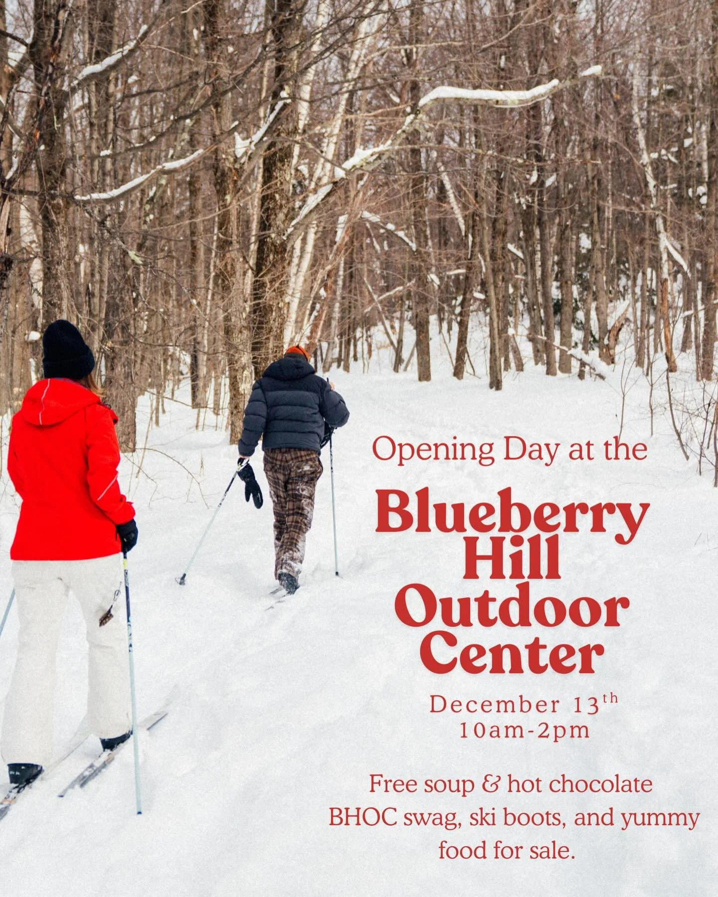 Snow is on the way! We&rsquo;ll open for the season on December 13th, with free soup and hot chocolate for all from 10-2pm. We also have some backcountry Nordic boots and BHOC swag for sale, as well as ski and snowshoe rentals. Opening hours are 9-5p