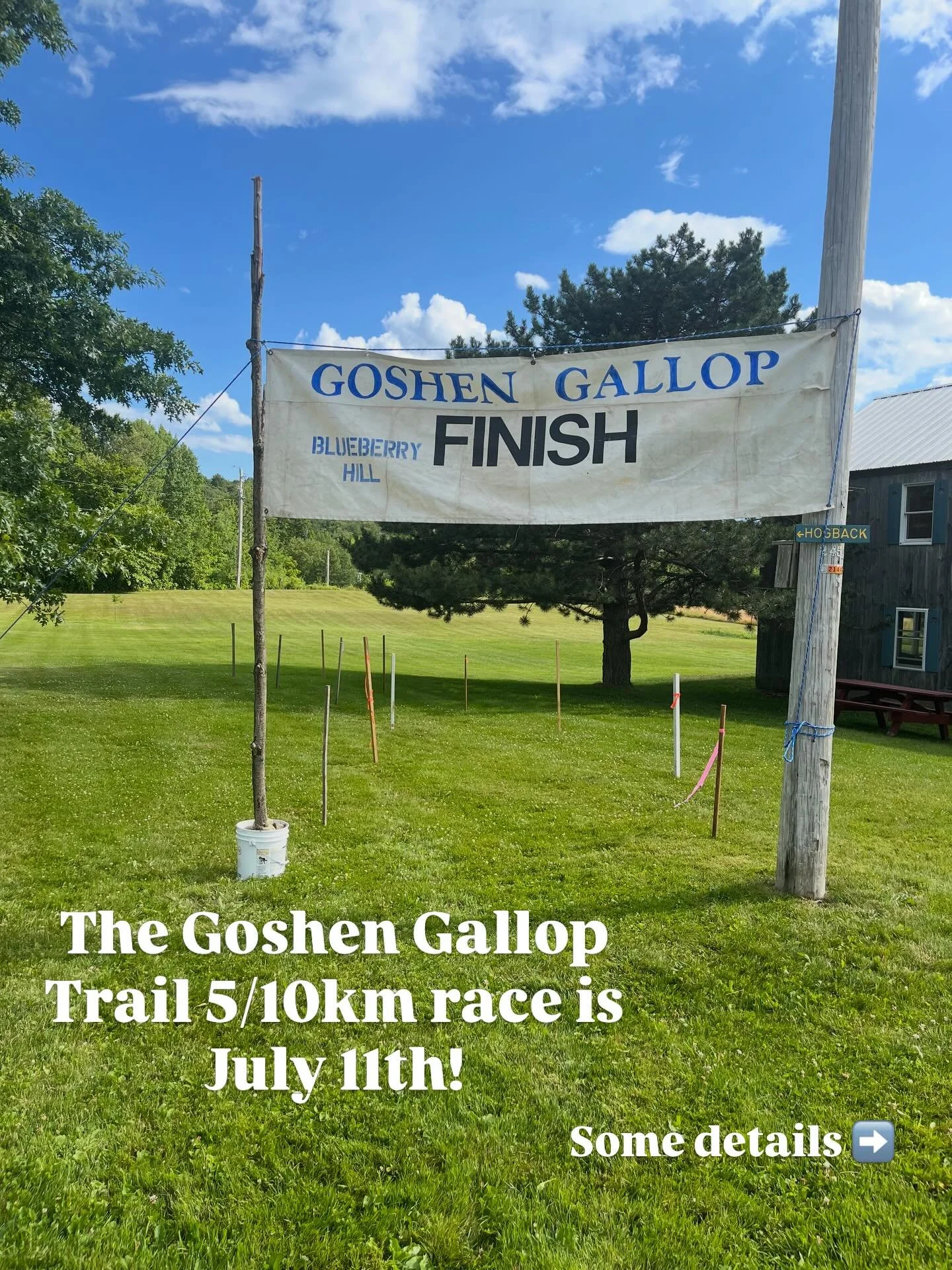 Some details about the Goshen Gallop, coming up on July 11th! Registrations are double where they were at this time last year, so make sure to sign up quickly, especially if you want a meal ticket! The pizza party has sold out the last few years 🍕 ?
