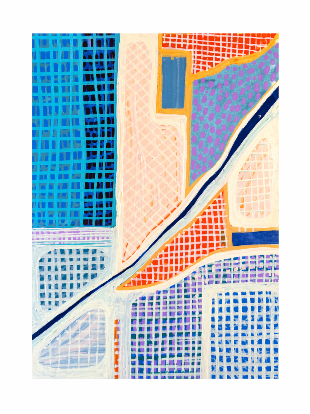 blue skies ahead, acrylic and guauche on paper, prints available
