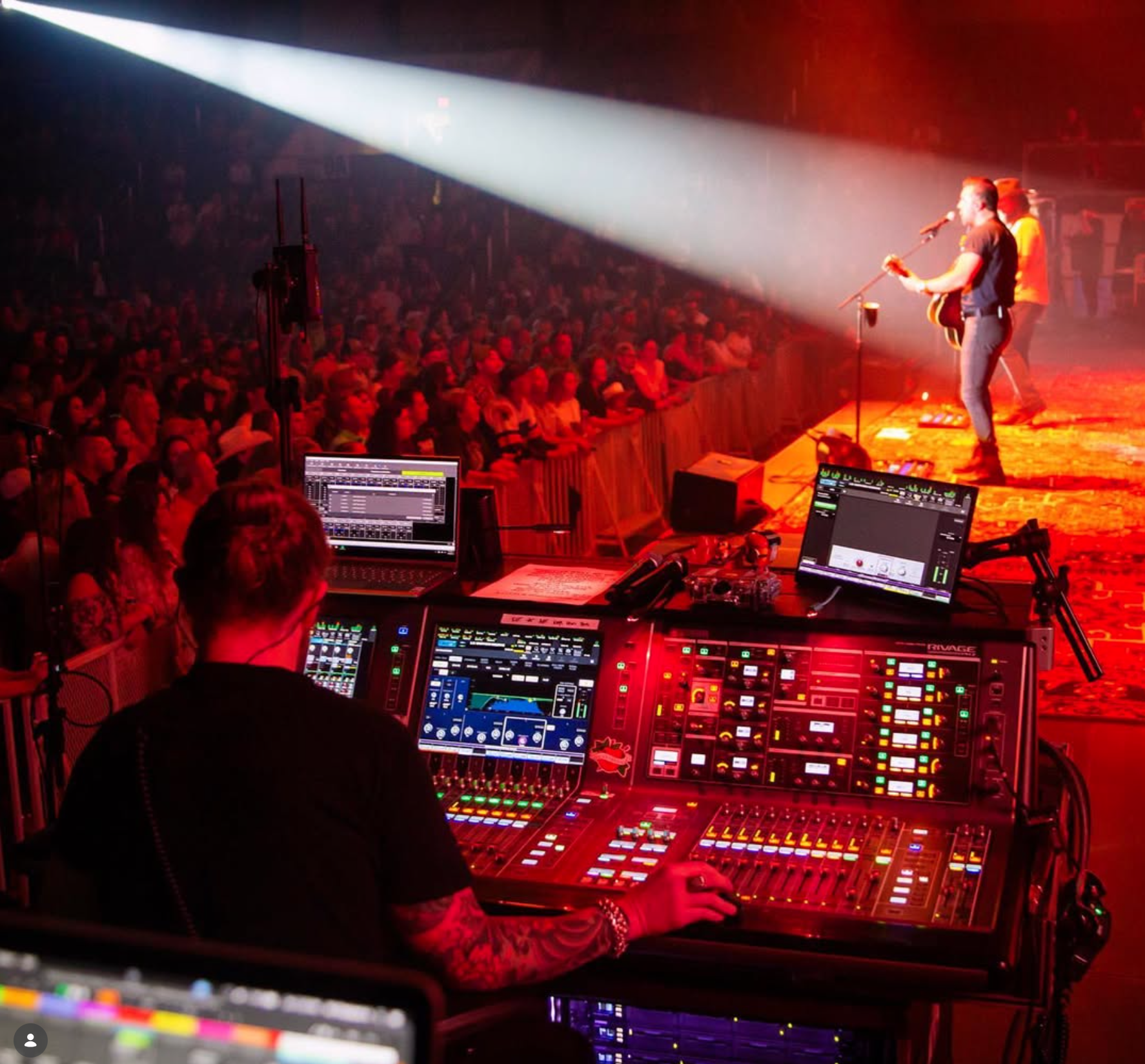 Logan working with Brothers Osborne. Photo courtesy of Dennis McAfee.