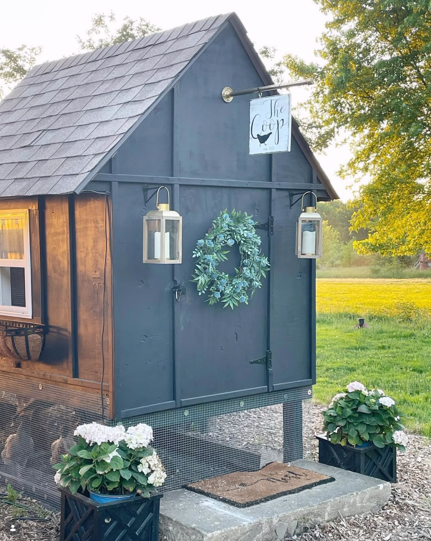 The chicken coop, built with reclaimed wood found throughout the property.