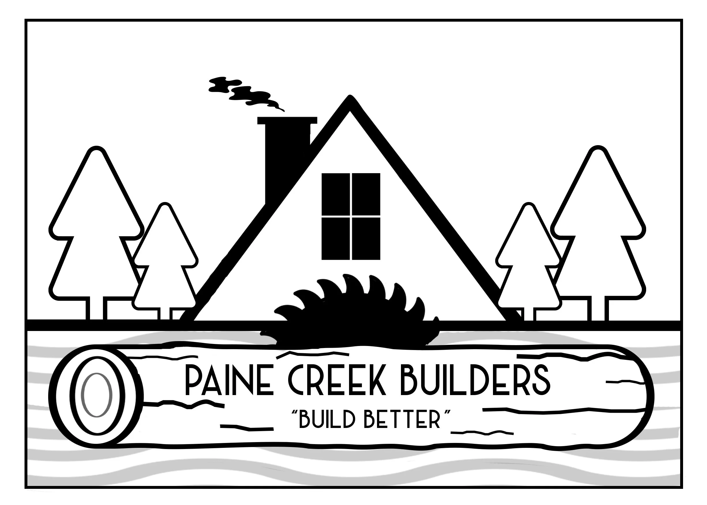 The orignal Paine Creek Builders logo, which included all of the elements Jason wanted in his logo.