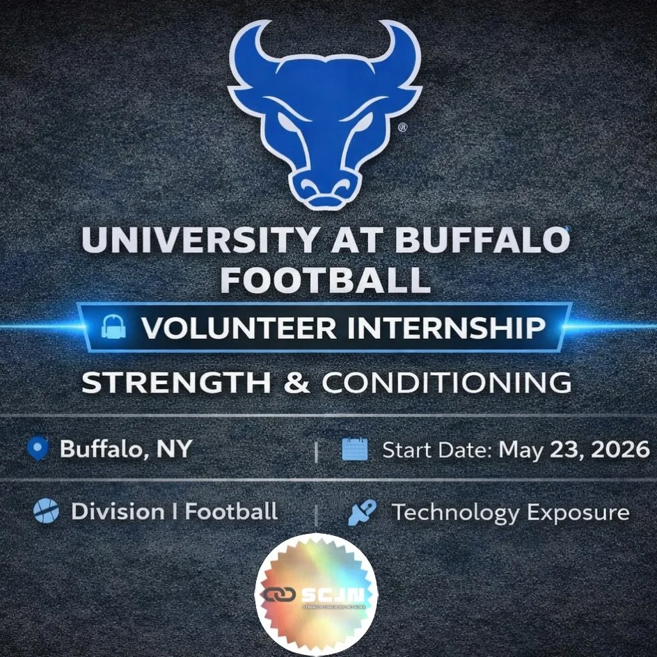 🚨 VOLUNTEER INTERNSHIP OPPORTUNITY 🚨

📍 University at Buffalo &mdash; Football
🏫 Division I | Buffalo, NY

Position: Strength &amp; Conditioning Volunteer Intern
📅 Start Date: May 23, 2026

Overview:
&bull; Work in a Division I football performa