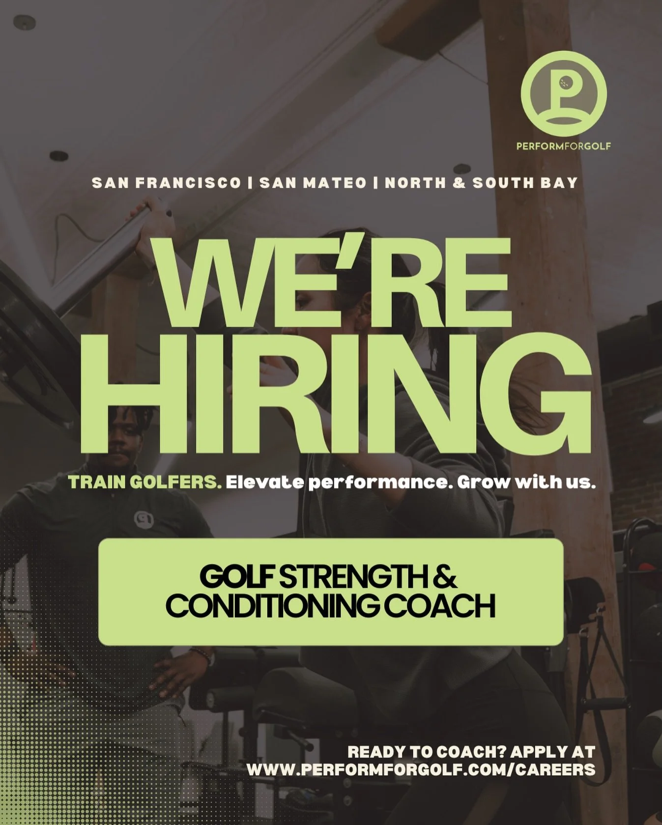 Perform for Golf is hiring a Golf Strength &amp; Conditioning Coach.

This private facility opportunity is ideal for a coach passionate about golf performance, client development, and delivering results in a high-performance setting.

Location: San F