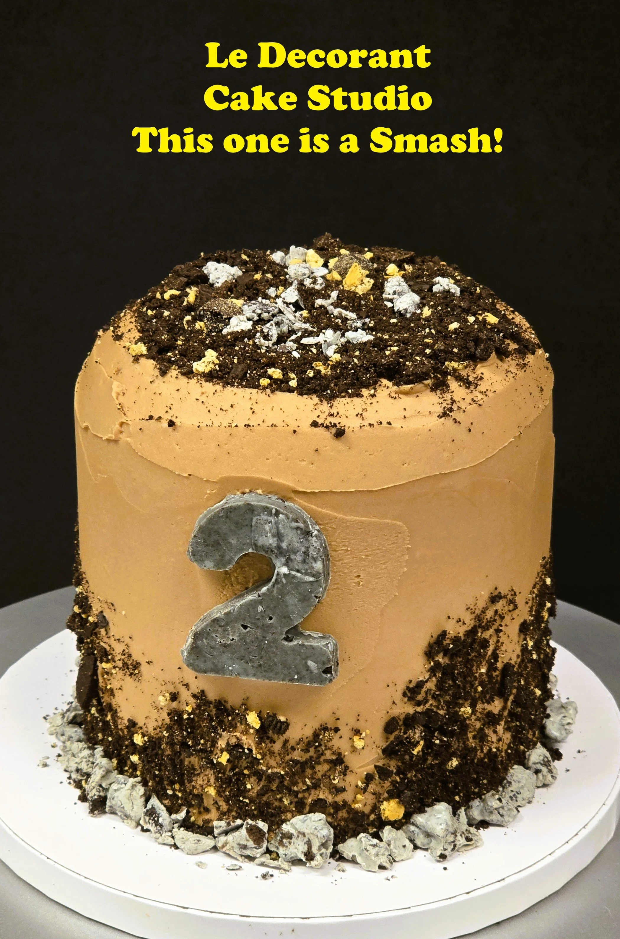 Birthday cake buttercream sugar rocks cracker crumbs gravel smash cake.jpg