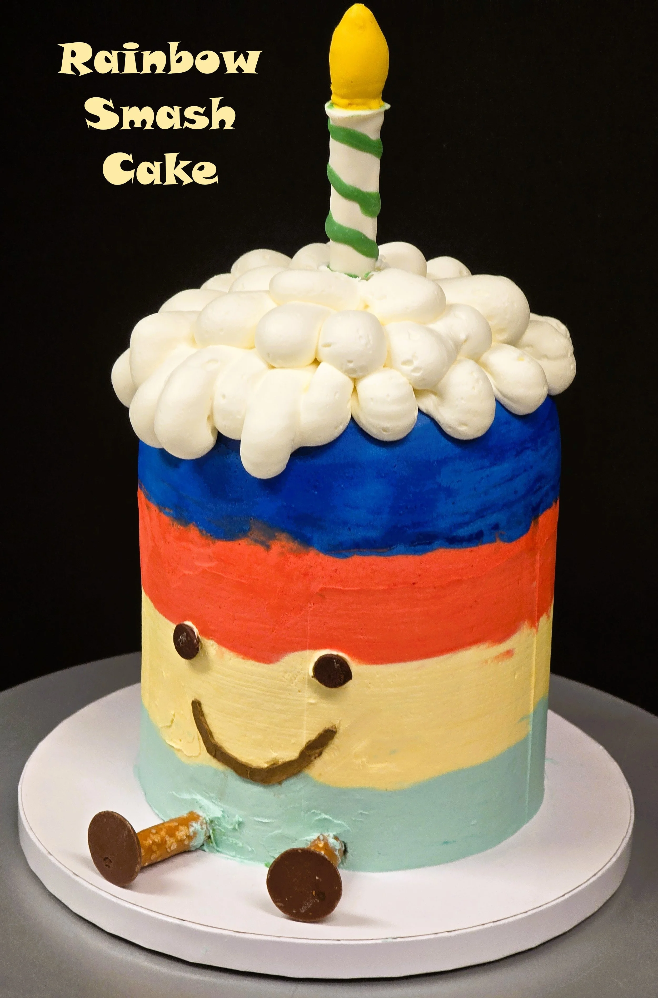 Birthday cake buttercream 3 year old Rainbow Smash cake.jpg