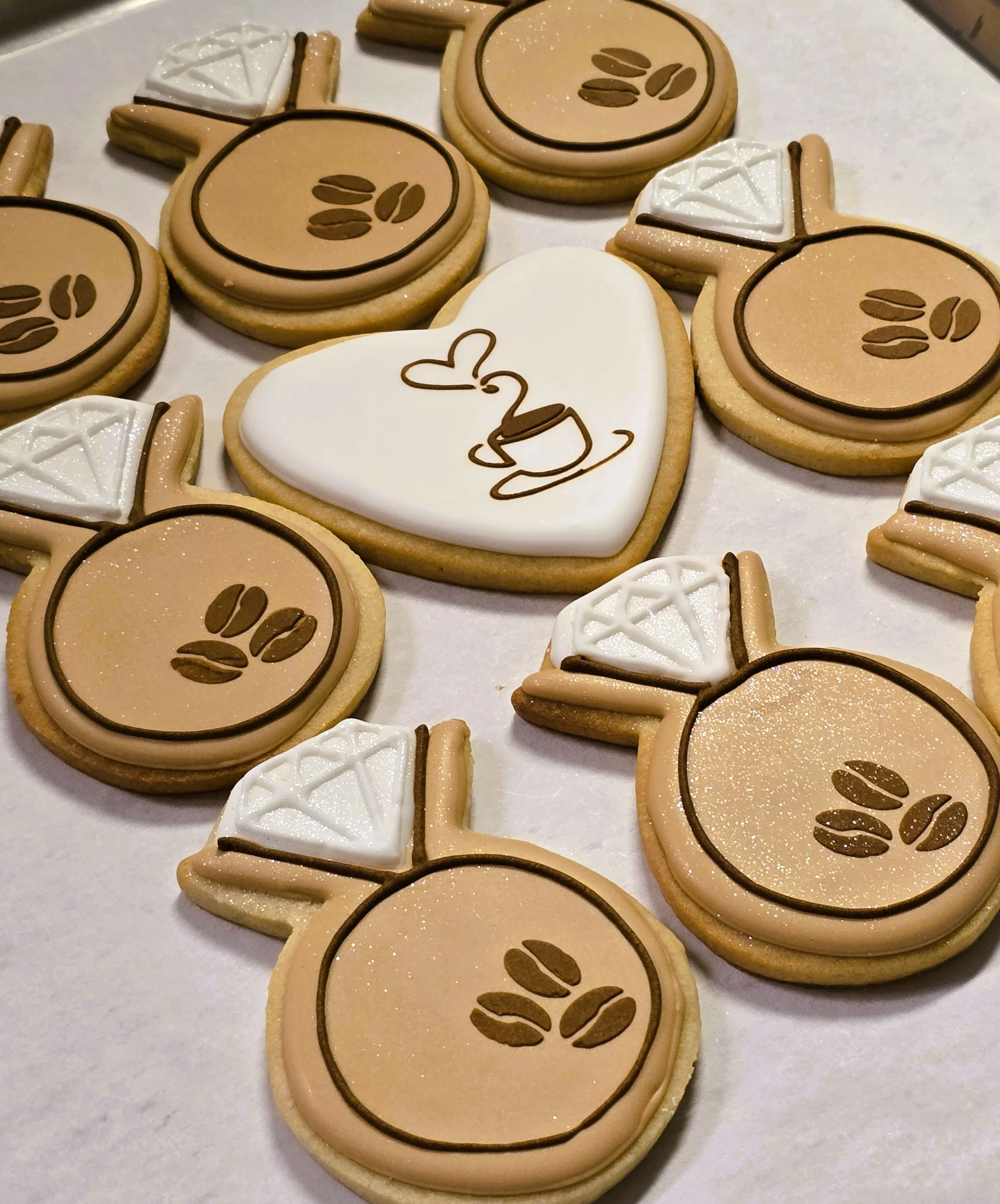 Bridal shower cookies brewing theme diamond ring.jpg