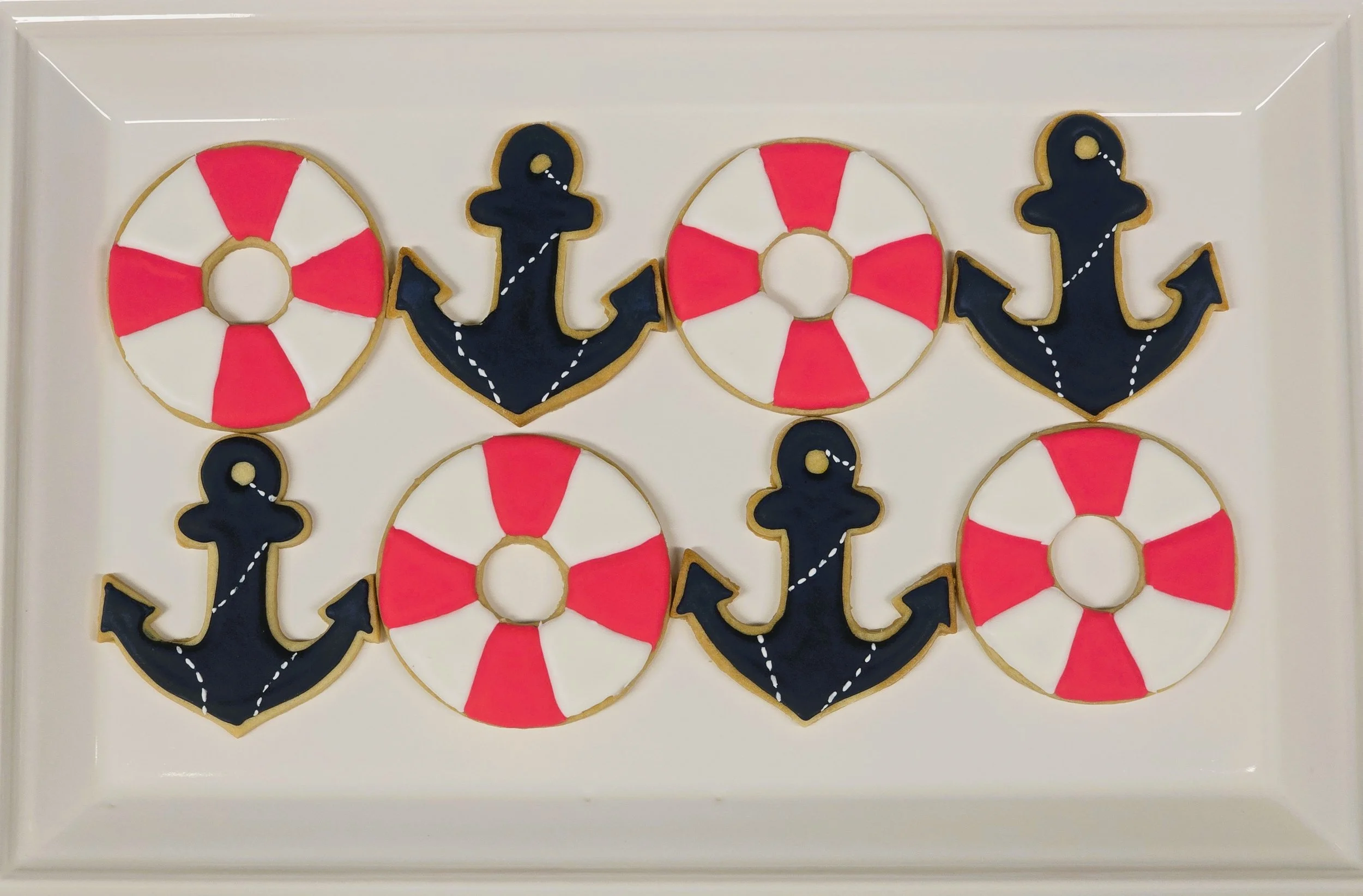Birthday cookies Navy theme anchor and lifesavers.jpg