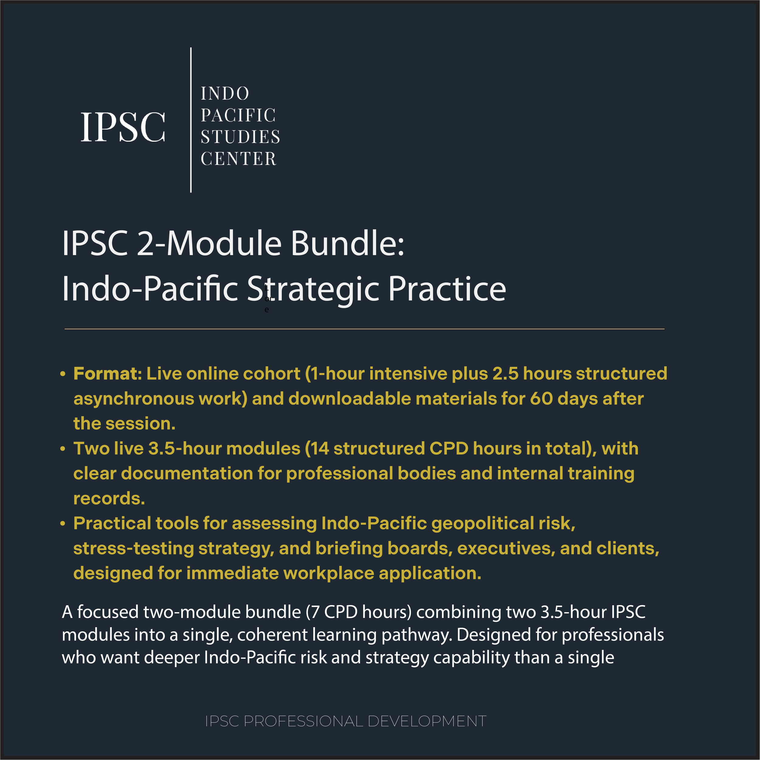 IPSC 2‑Module Bundle: Indo‑Pacific Strategic Practice