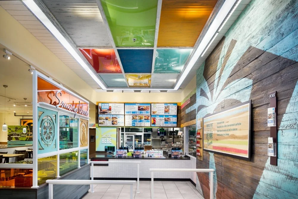 Pollo Tropical - Colored Glass Ceiling Detail