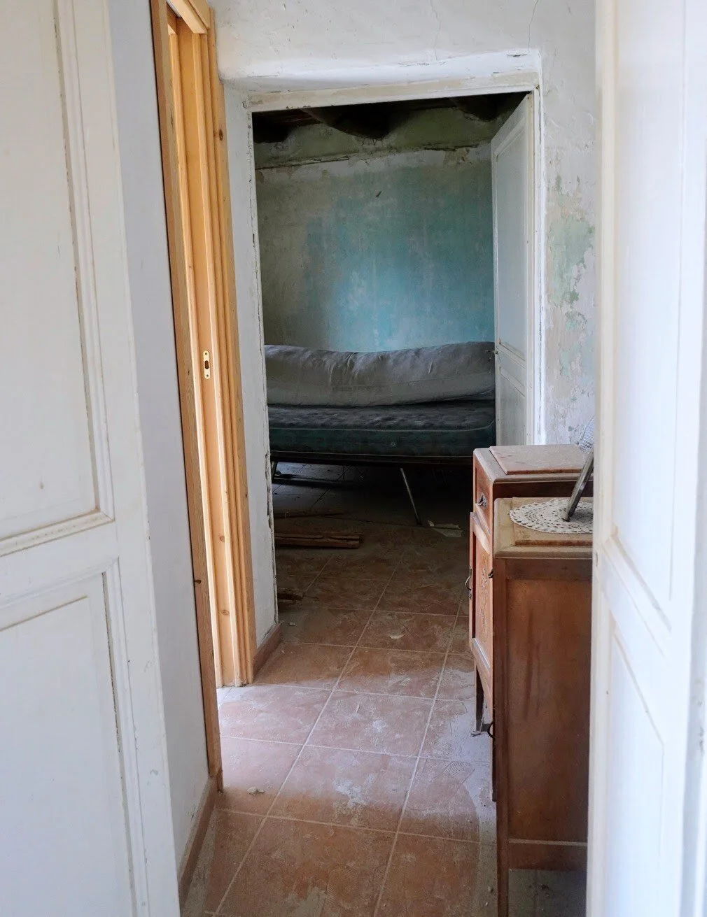 Historic hallway inside 500-year-old Casa Bondi, Campania Italy
