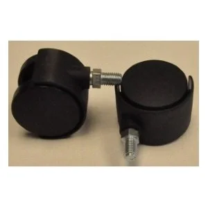 Black Double Caster for Stool – 10mm Threaded Shaft