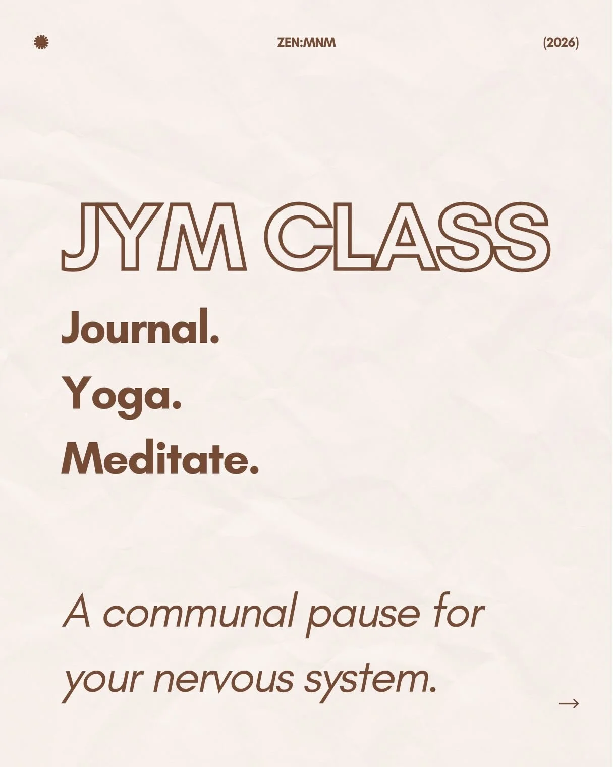 It&rsquo;s January, which means JYM Class is back and we&rsquo;re holding space for you to pause, breathe, move and write. 📝

Join us online or in person at 6:30pm PST:

Tuesday, January 13th 
Tuesday, January 27th 

Registration is open at the link