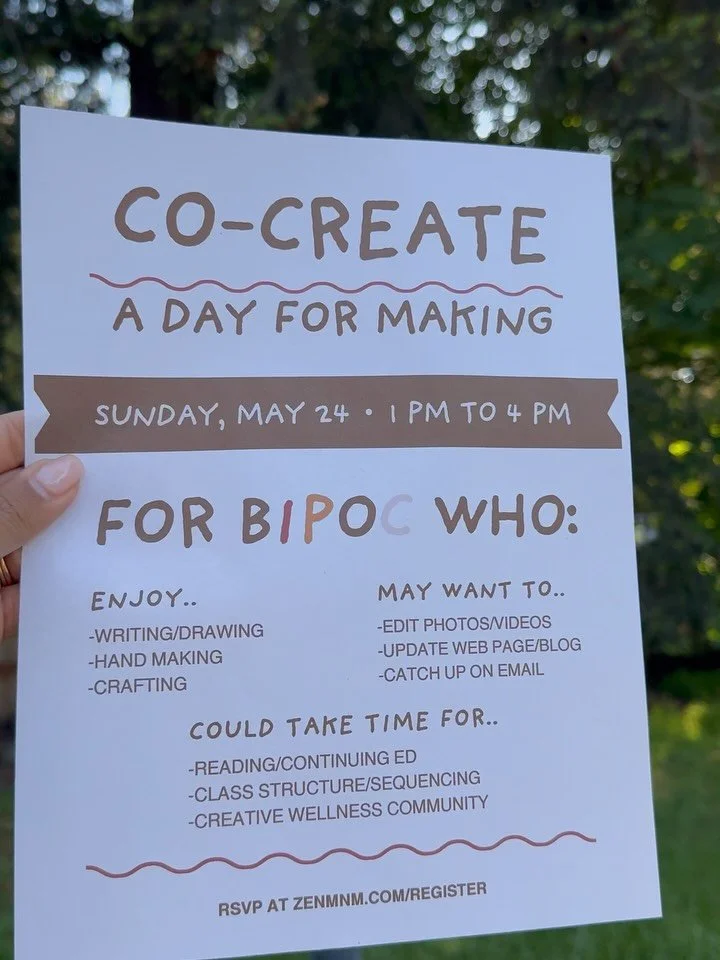 This Sunday, 1-4pm

Join us for a BIPOC co-working/creating space for creatives at our home-based studio in East Portland. 

RSVP at zenmnm.com/register

#zenmnm #portlandcreatives