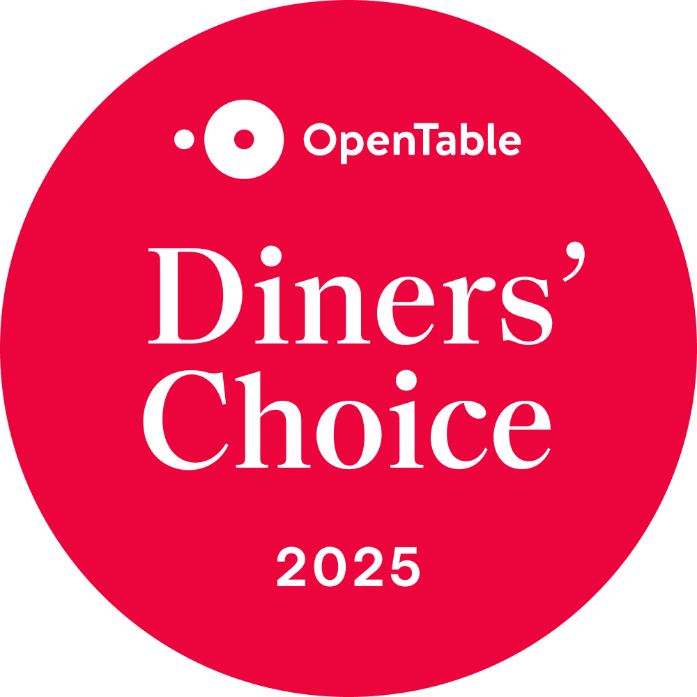 Red circular badge with white text reading "OpenTable Diners' Choice 2025".