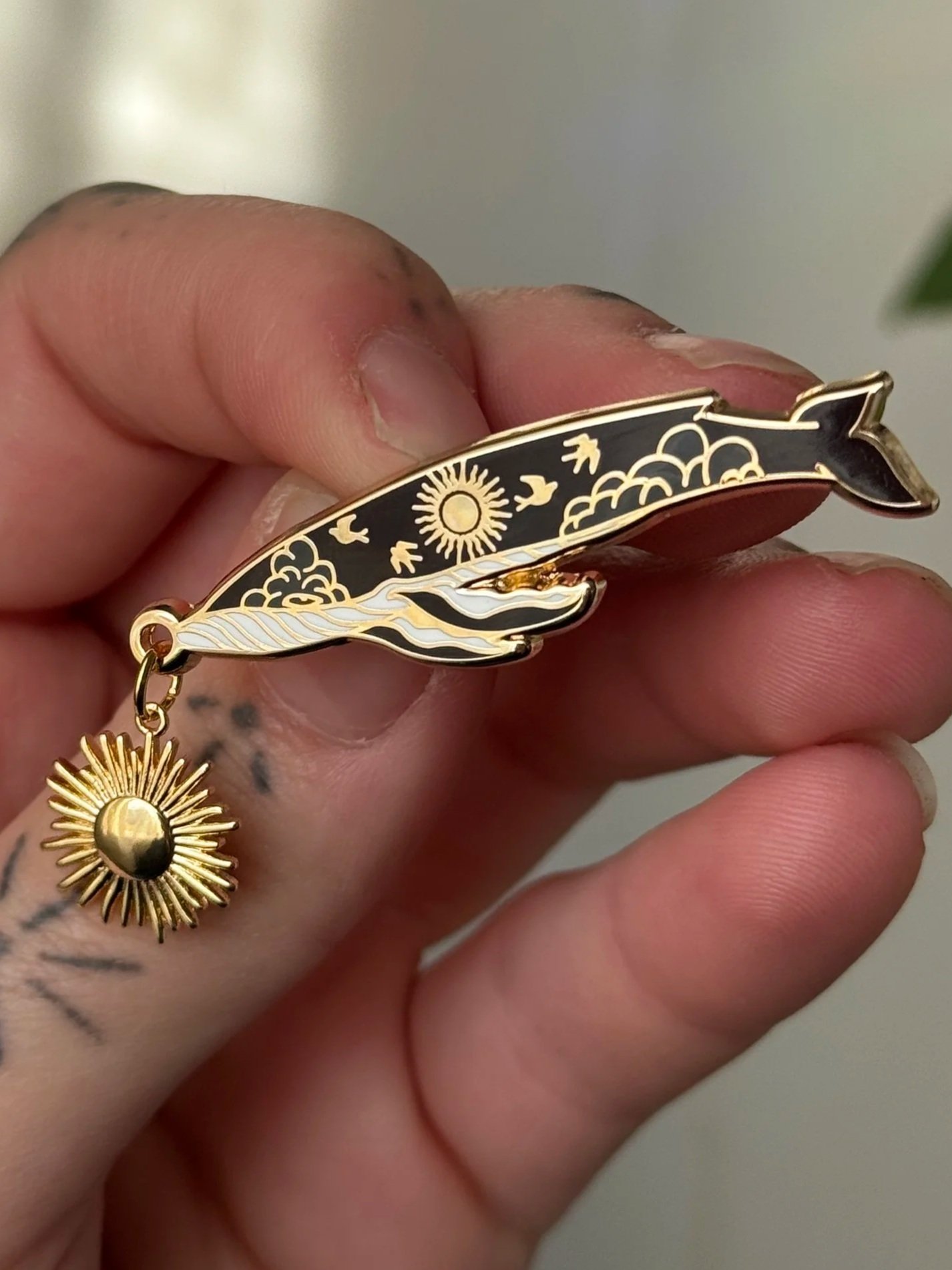 Solar Whale Enamel Pin