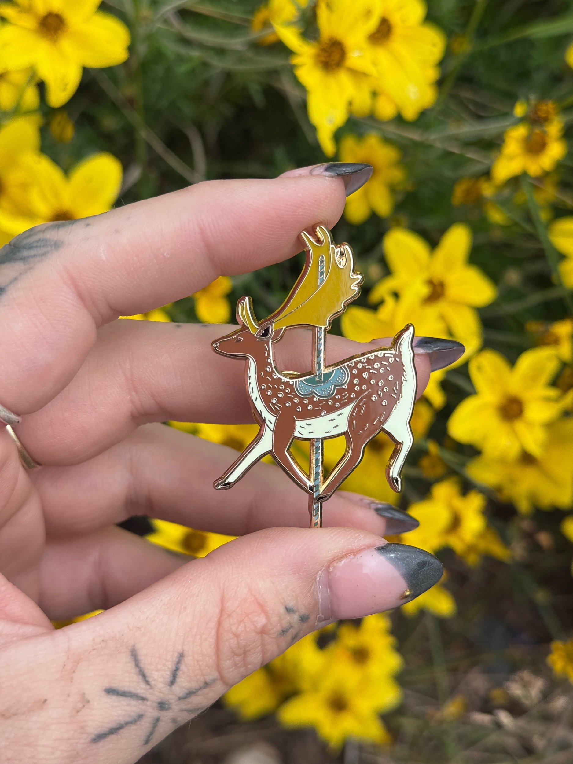 Carousel Deer Enamel Pin