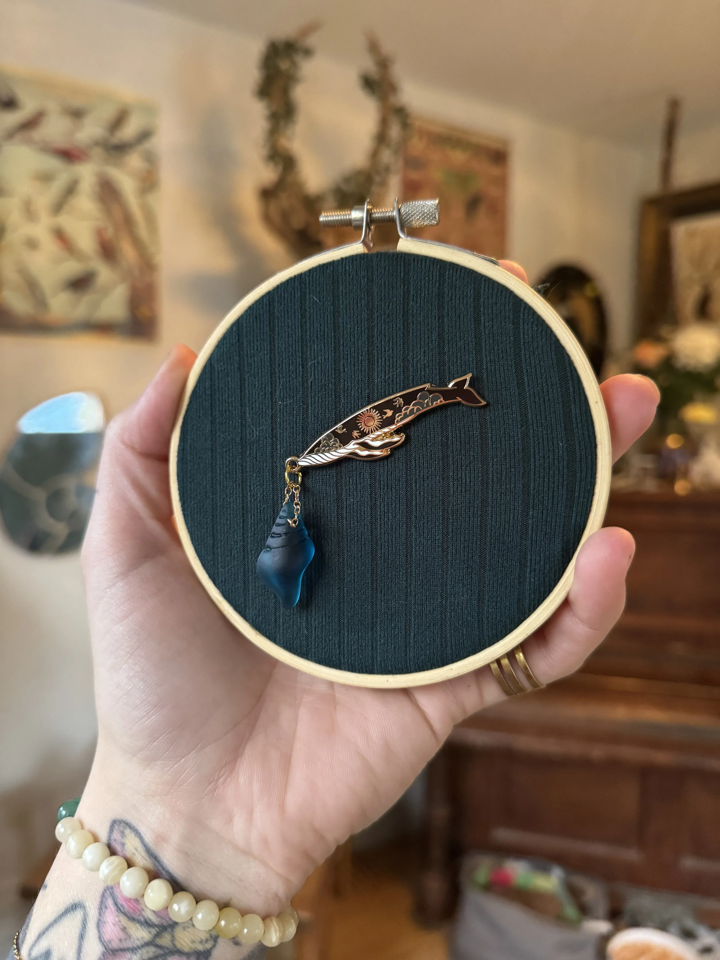 Ocean Blue Snail Charm (choice of pin)