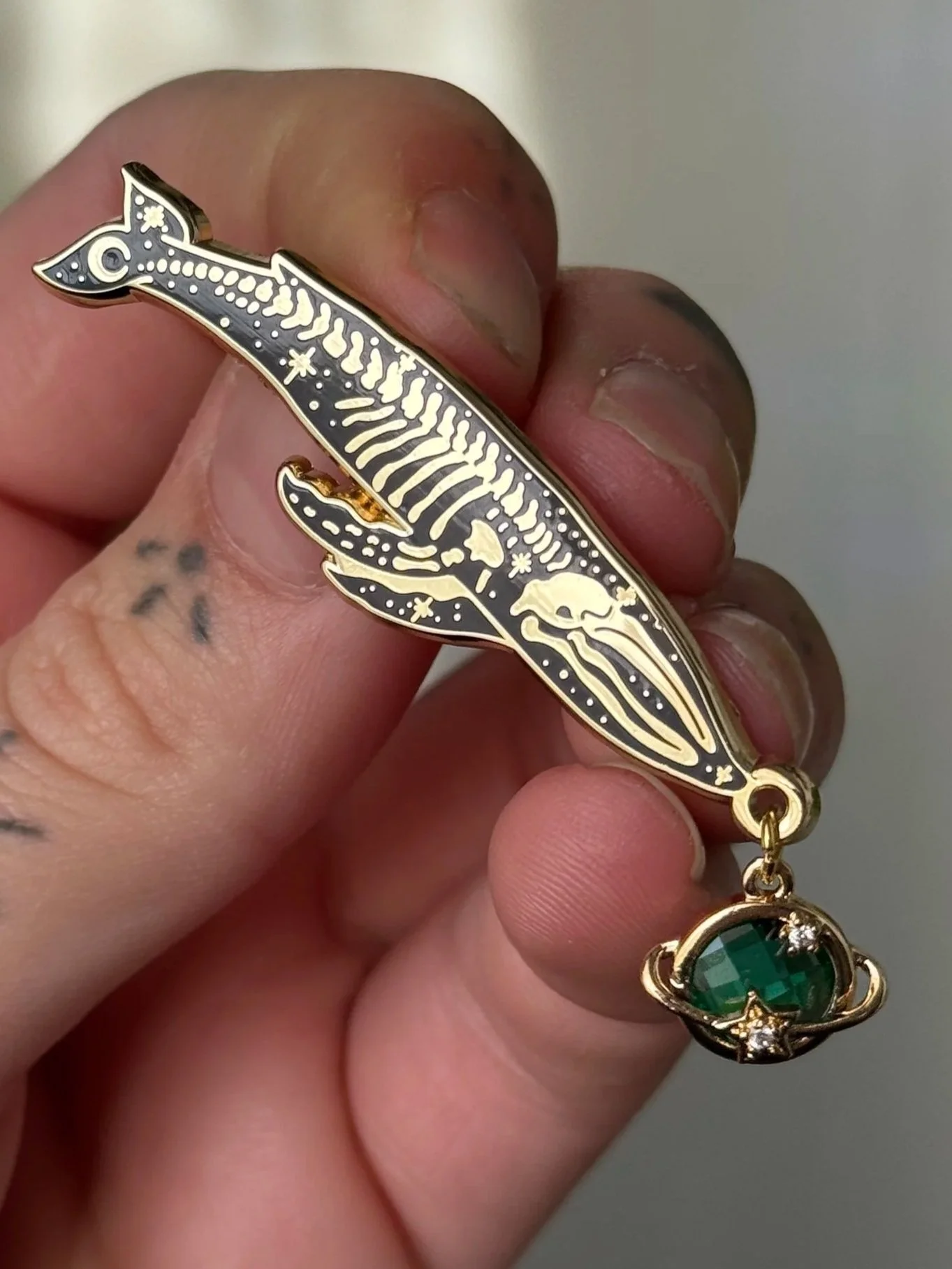 Skeletal Whale Enamel Pin