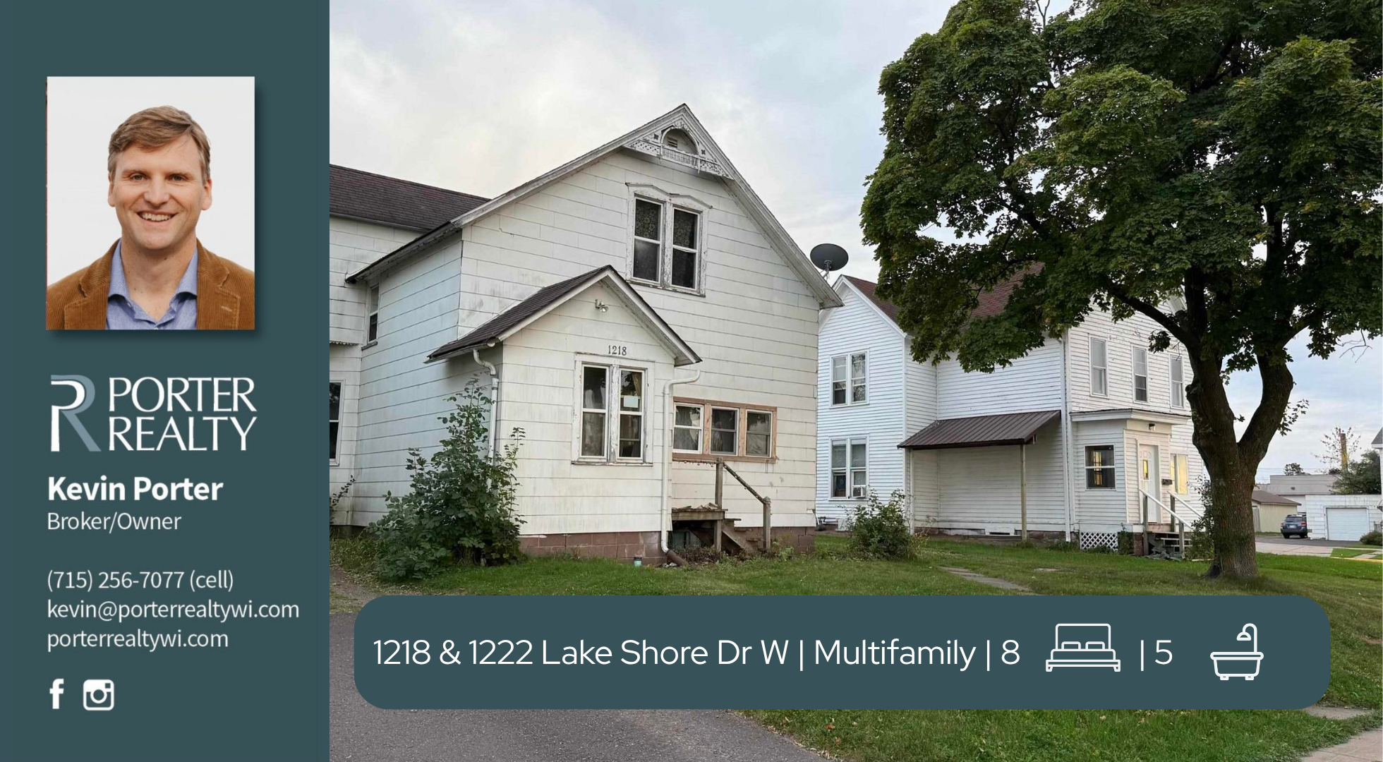 1222 & 1218 Lakeshore Drive - Two Income-Producing Homes with Exceptional Potential Two well-performing rental properties are offered together for an unbeatable value. The eastern property (1218 Lakeshore Drive) is a freestanding 4-bedroom home with 