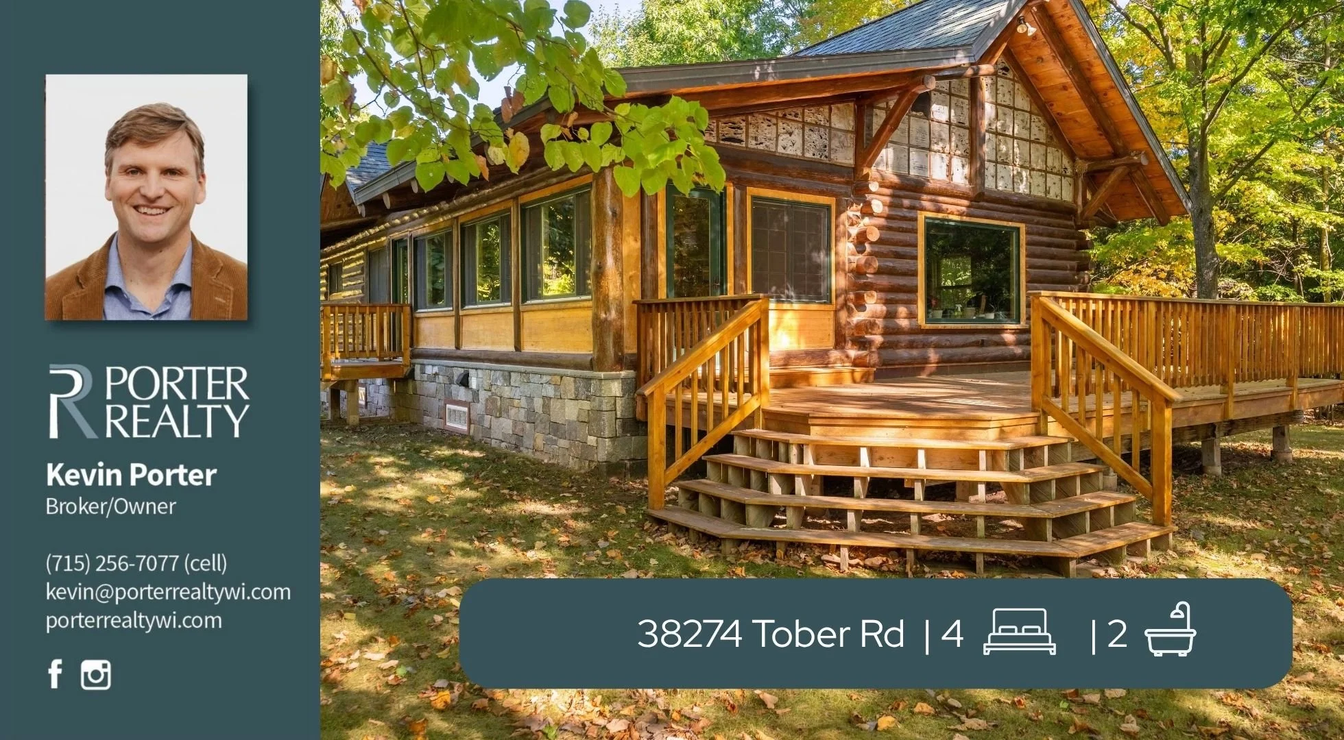 Welcome to the Northwoods. Set on 40 acres near Chequamegon-Nicolet National Forest, this custom, hand-scribed log home is offered for the first time by its original family. Features include a vaulted living room with a wood stove, a chef's kitchen w