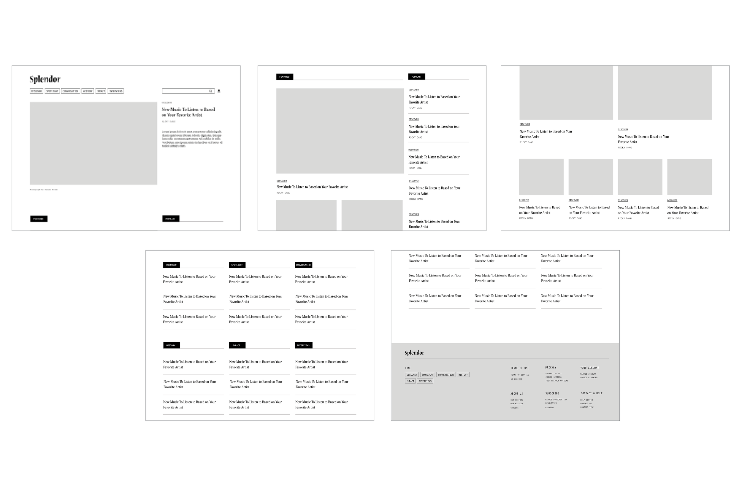 Low fidelity wireframes