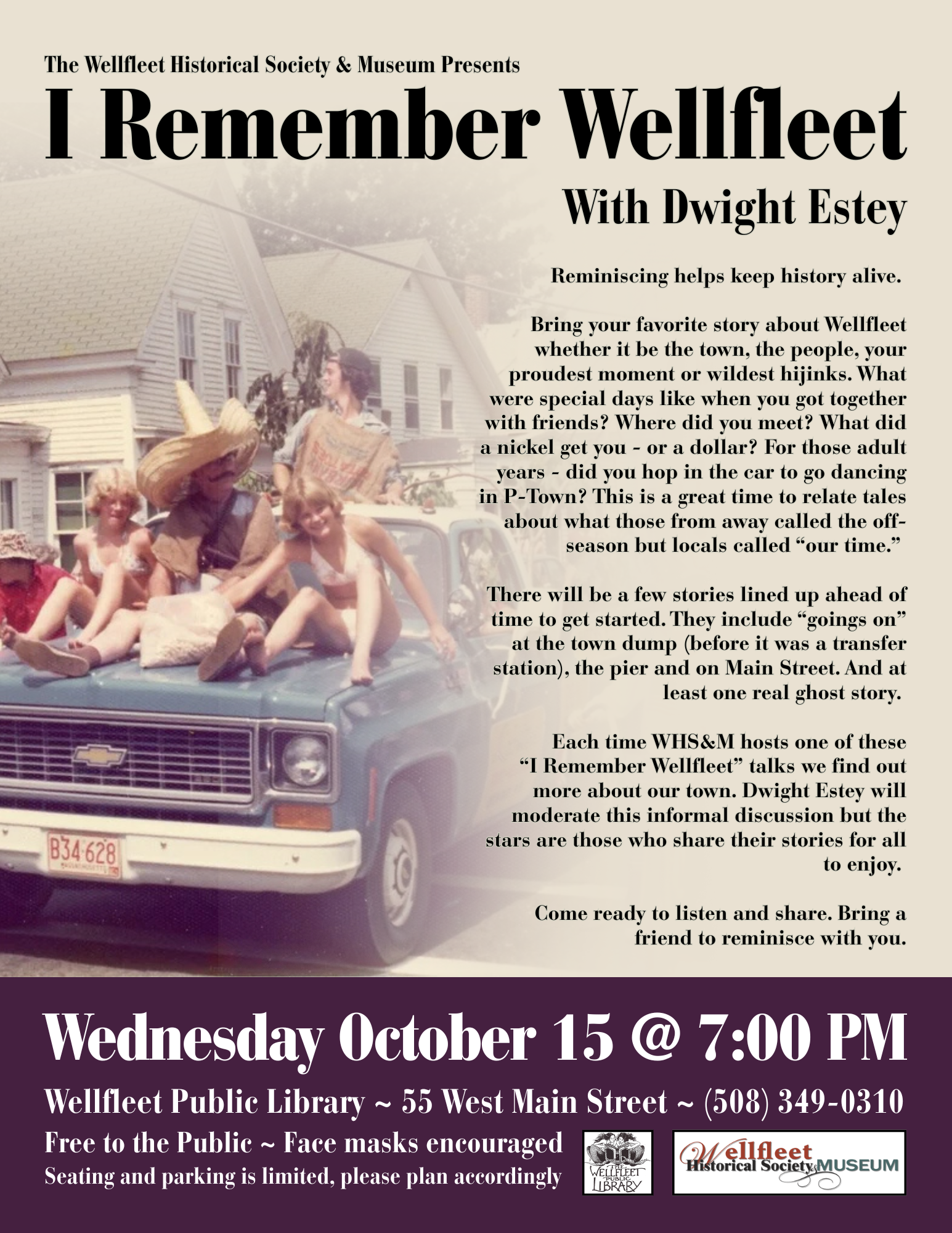 Wellfleet Historical Society & Museum presents "I Remember Wellfleet" with Dwight Estey