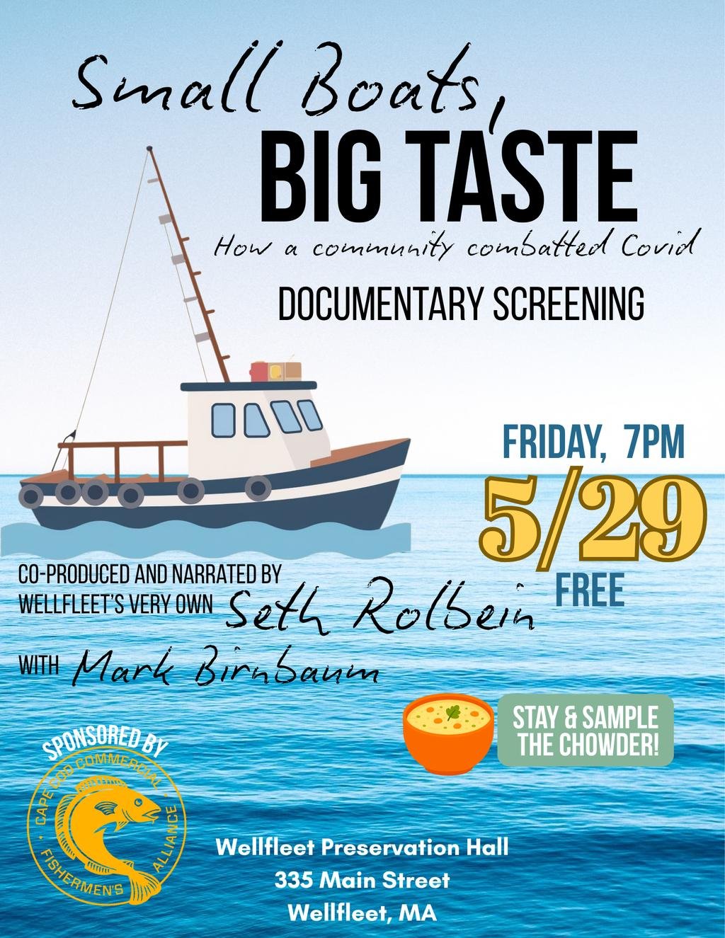 “Small Boats, Big Taste” Documentary Screening